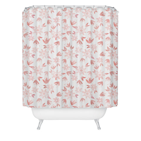 Schatzi Brown Erinn Floral Pink Shower Curtain