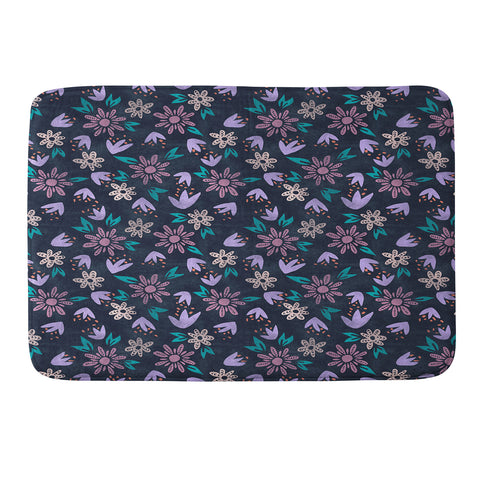 Schatzi Brown Erinn Floral Purple Memory Foam Bath Mat