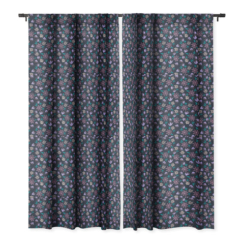Schatzi Brown Erinn Floral Purple Blackout Window Curtain
