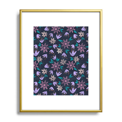Schatzi Brown Erinn Floral Purple Metal Framed Art Print