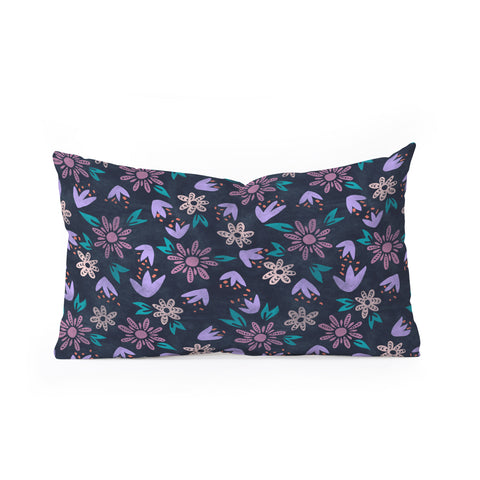 Schatzi Brown Erinn Floral Purple Oblong Throw Pillow