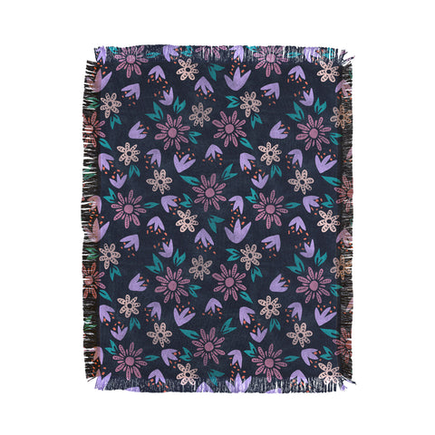 Schatzi Brown Erinn Floral Purple Throw Blanket