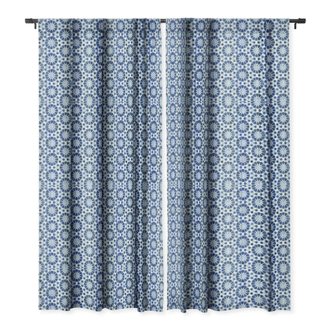 Schatzi Brown Farah Tile Blue Blackout Window Curtain