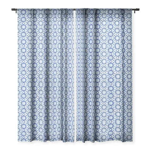 Schatzi Brown Farah Tile Blue Sheer Window Curtain