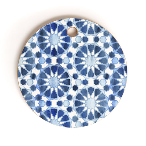Schatzi Brown Farah Tile Blue Cutting Board Round