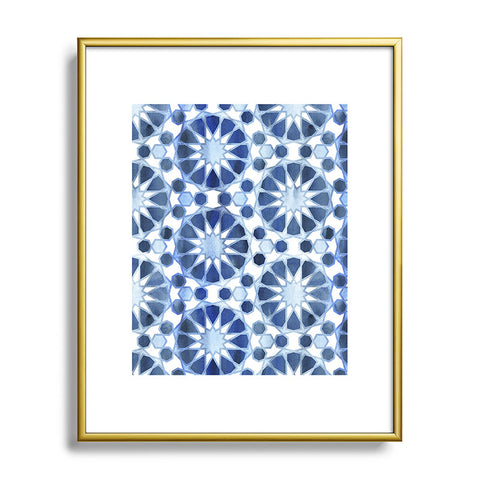 Schatzi Brown Farah Tile Blue Metal Framed Art Print