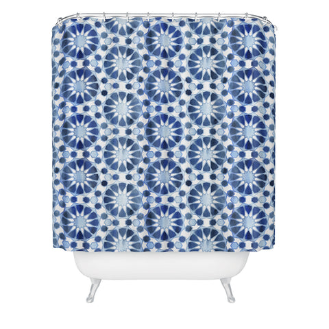Schatzi Brown Farah Tile Blue Shower Curtain