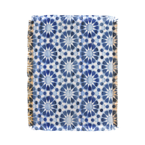 Schatzi Brown Farah Tile Blue Throw Blanket