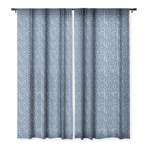 Schatzi Brown Farah Tile Denim Sheer Window Curtain