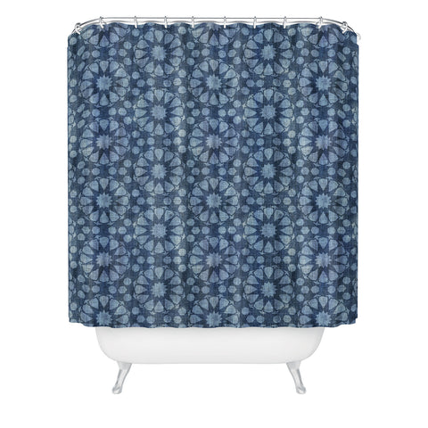 Schatzi Brown Farah Tile Denim Shower Curtain