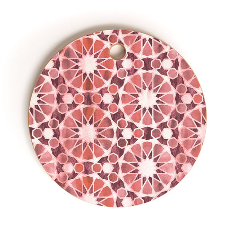 Schatzi Brown Farah Tile Rose Cutting Board Round