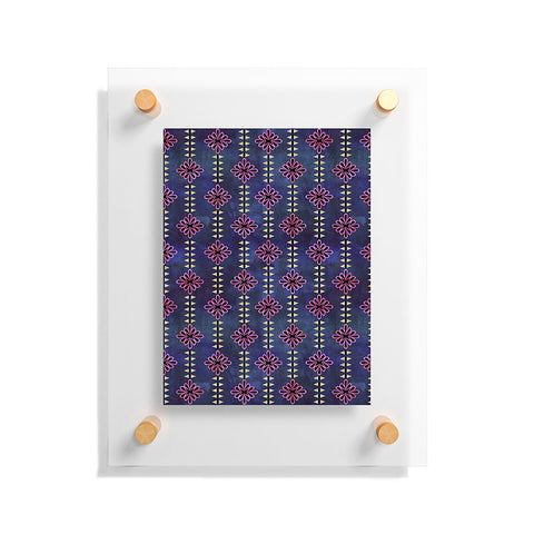 Schatzi Brown Flower Stripe Sparkle Floating Acrylic Print