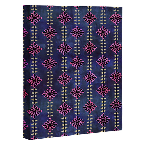 Schatzi Brown Flower Stripe Sparkle Art Canvas