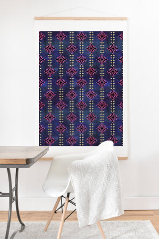 Schatzi Brown Flower Stripe Sparkle Art Print And Hanger