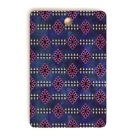 Schatzi Brown Flower Stripe Sparkle Cutting Board Rectangle