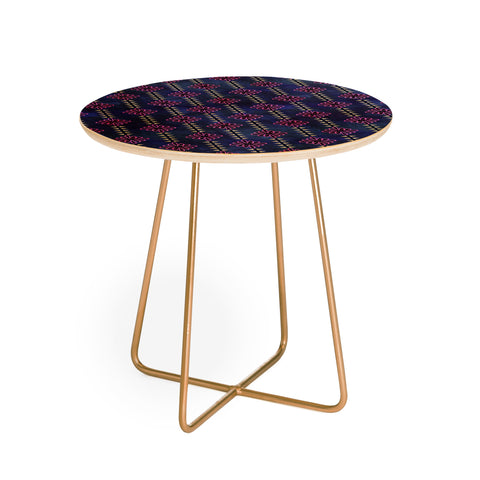 Schatzi Brown Flower Stripe Sparkle Round Side Table