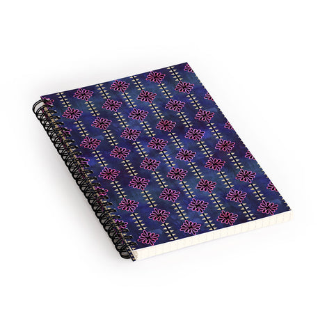 Schatzi Brown Flower Stripe Sparkle Spiral Notebook