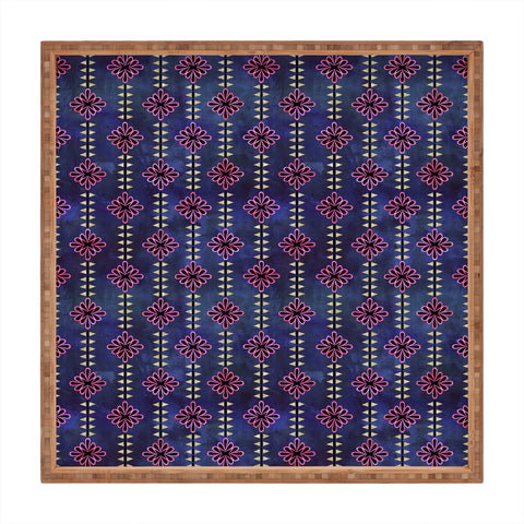 Schatzi Brown Flower Stripe Sparkle Square Tray