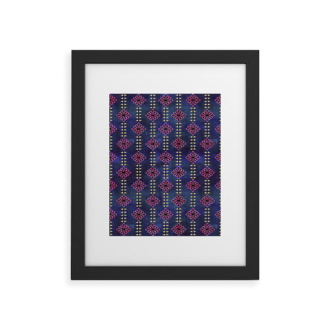 Schatzi Brown Flower Stripe Sparkle Framed Art Print