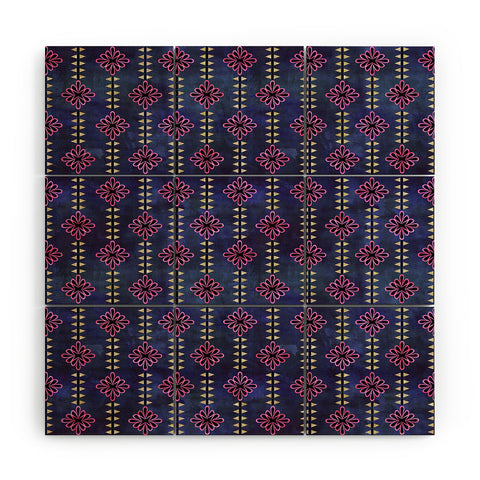 Schatzi Brown Flower Stripe Sparkle Wood Wall Mural