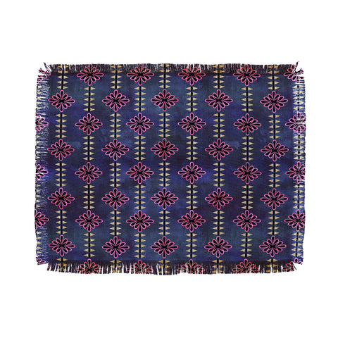 Schatzi Brown Flower Stripe Sparkle Throw Blanket