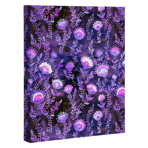 Schatzi Brown Folk Flower Purple Art Canvas