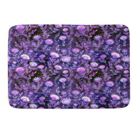 Schatzi Brown Folk Flower Purple Memory Foam Bath Mat