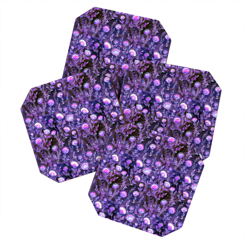Schatzi Brown Folk Flower Purple Coaster Set