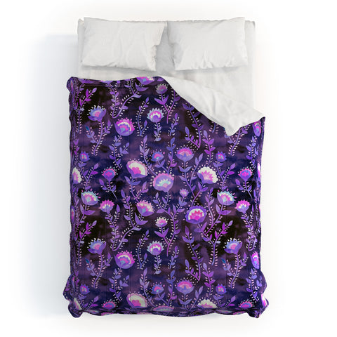 Schatzi Brown Folk Flower Purple Comforter
