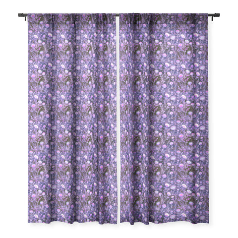 Schatzi Brown Folk Flower Purple Sheer Window Curtain