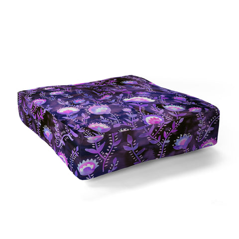 Schatzi Brown Folk Flower Purple Floor Pillow Square