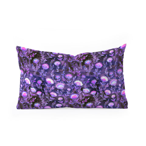 Schatzi Brown Folk Flower Purple Oblong Throw Pillow