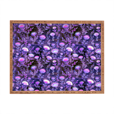 Schatzi Brown Folk Flower Purple Rectangular Tray