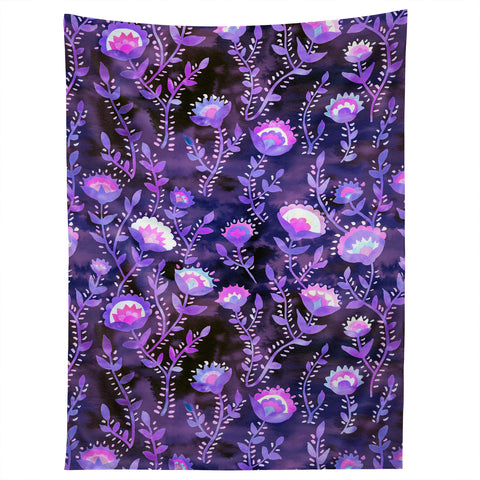 Schatzi Brown Folk Flower Purple Tapestry