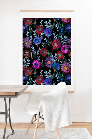Schatzi Brown Gillian Floral Black Art Print And Hanger