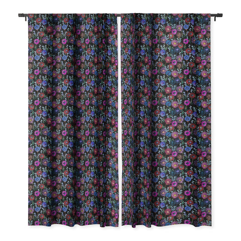 Schatzi Brown Gillian Floral Black Blackout Window Curtain