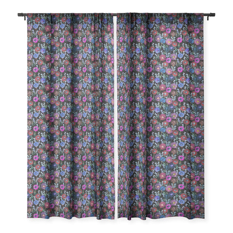 Schatzi Brown Gillian Floral Black Sheer Window Curtain