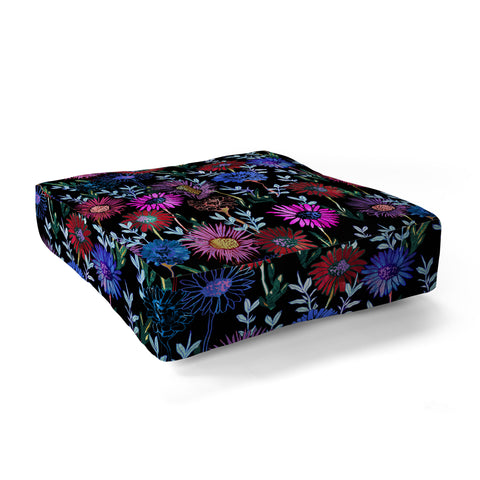 Schatzi Brown Gillian Floral Black Floor Pillow Square