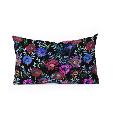 Schatzi Brown Gillian Floral Black Oblong Throw Pillow