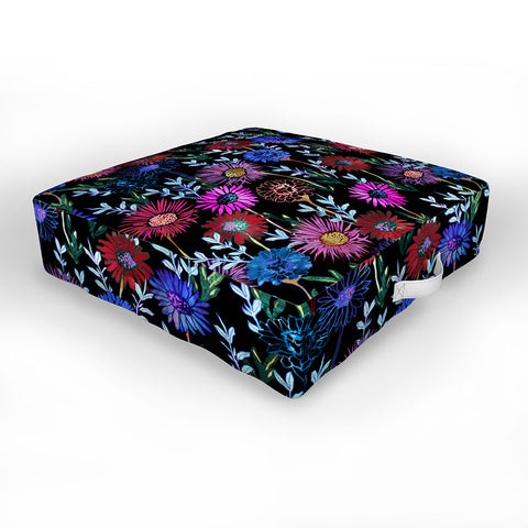Schatzi Brown Gillian Floral Black Outdoor Floor Cushion