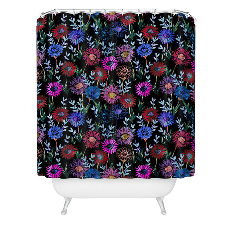 Schatzi Brown Gillian Floral Black Shower Curtain