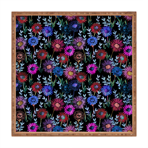Schatzi Brown Gillian Floral Black Square Tray
