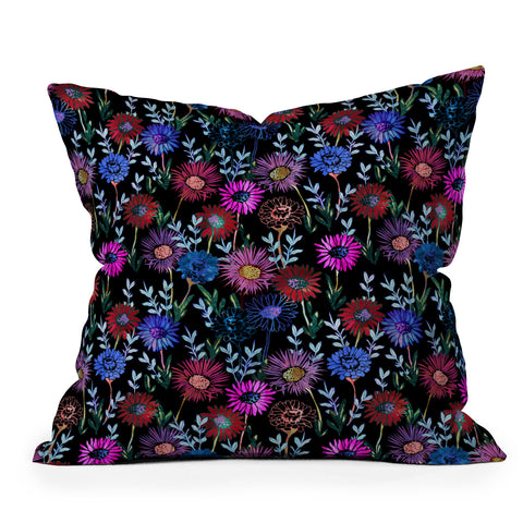 Schatzi Brown Gillian Floral Black Throw Pillow