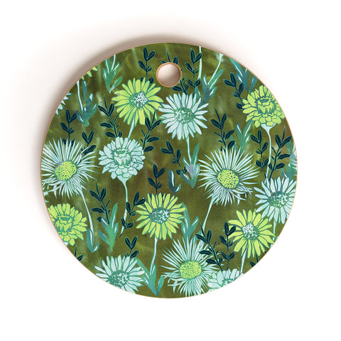 Schatzi Brown Gillian Floral Green Cutting Board Round