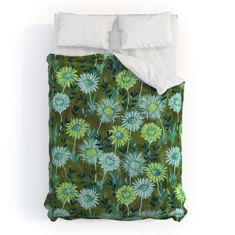 Schatzi Brown Gillian Floral Green Duvet Cover