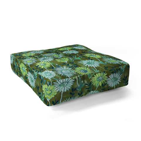 Schatzi Brown Gillian Floral Green Floor Pillow Square