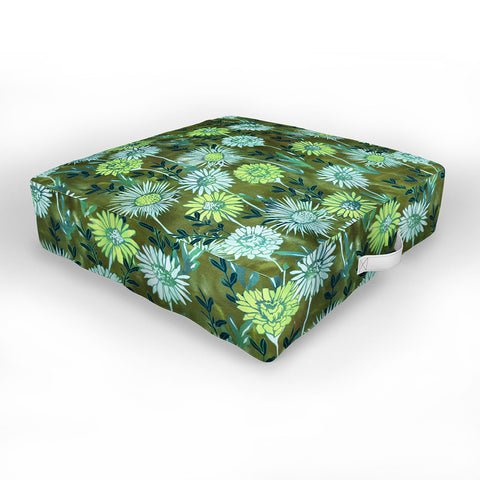 Schatzi Brown Gillian Floral Green Outdoor Floor Cushion