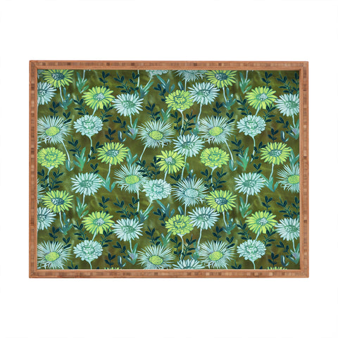Schatzi Brown Gillian Floral Green Rectangular Tray