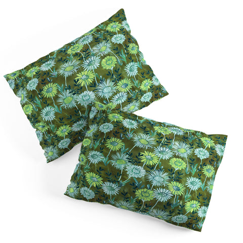 Schatzi Brown Gillian Floral Green Pillow Shams