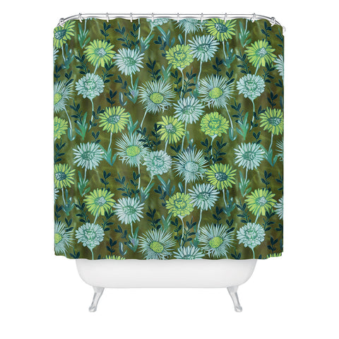 Schatzi Brown Gillian Floral Green Shower Curtain
